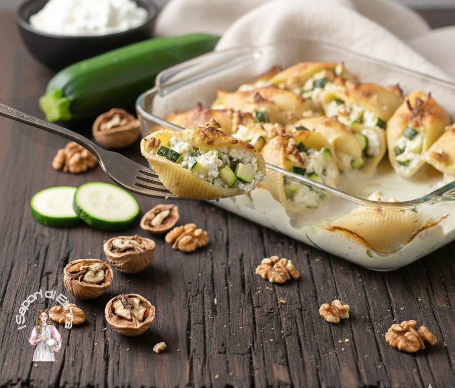 Gefüllte Conchiglioni mit Ricotta, Zucchini und Walnüssen