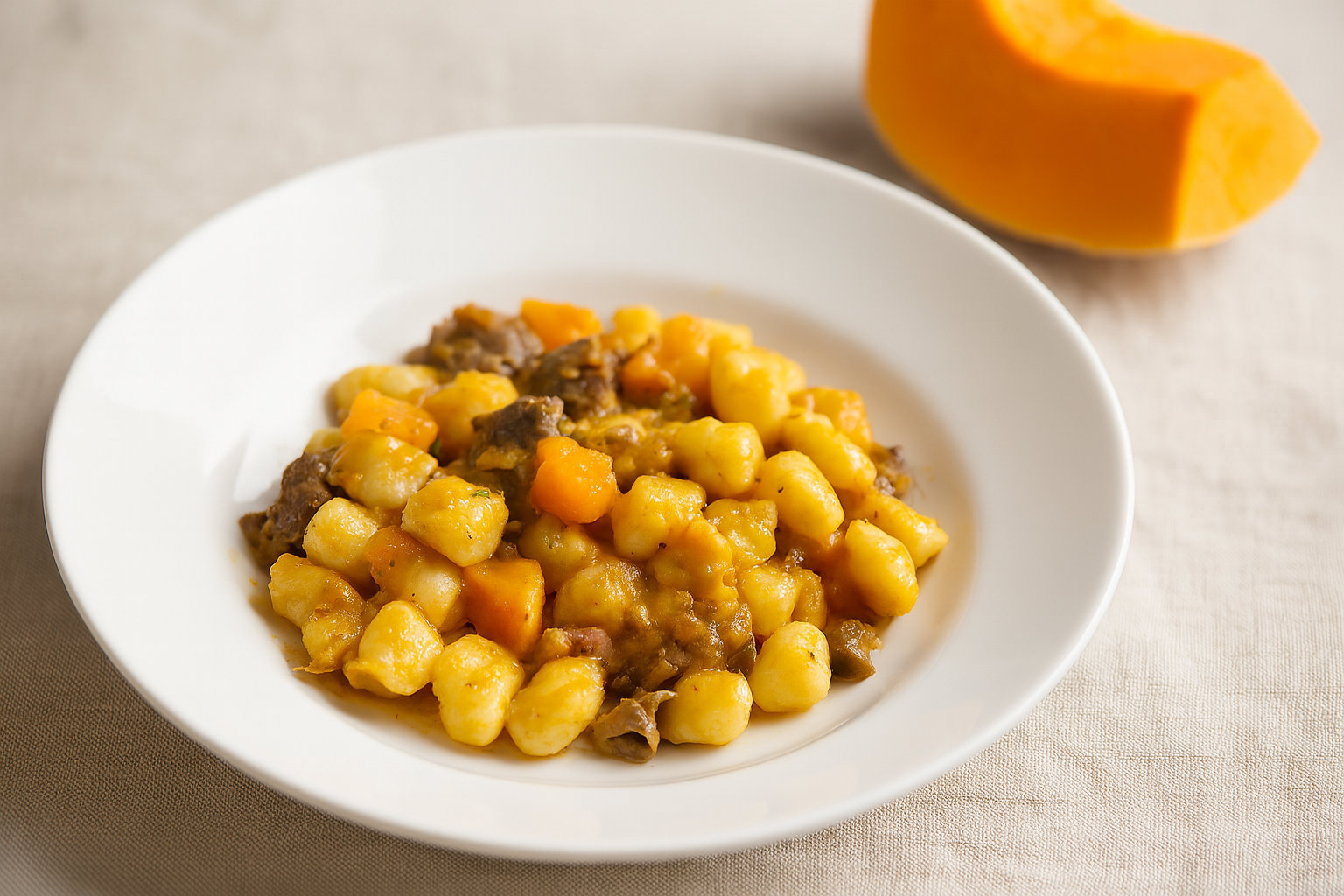 Gnocchetti mit Kürbis, Wurst und Pilzen