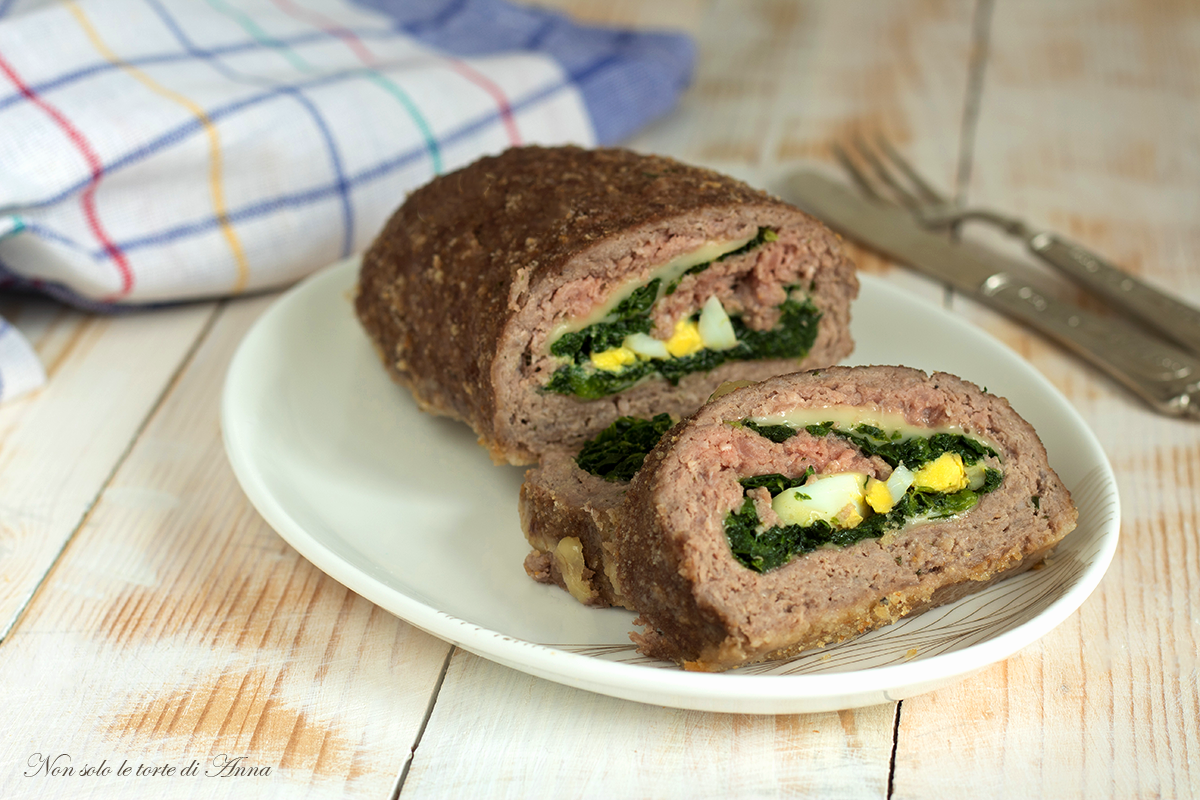 Hackbraten gefüllt mit Spinat und Provola