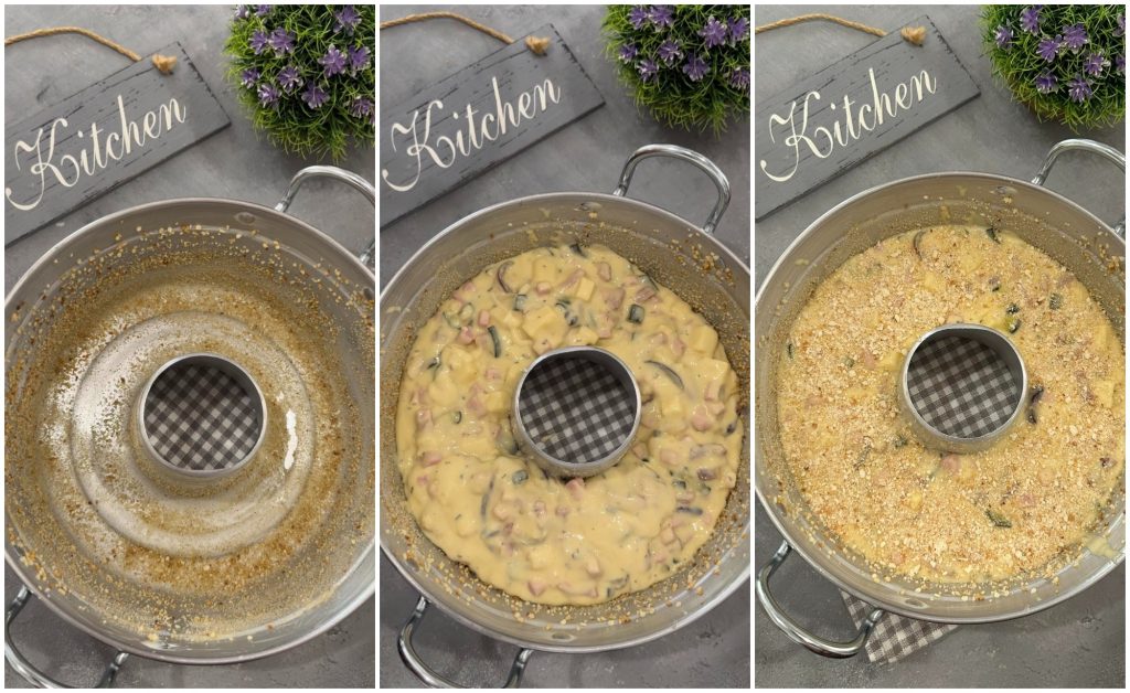 herzhafter Kranzkuchen mit Zucchini, Schinken und Käse