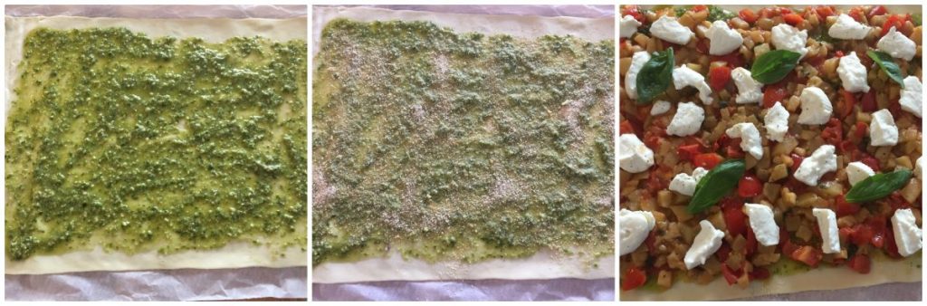 Auberginen-Strudel mit Kirschtomaten und Crescenza