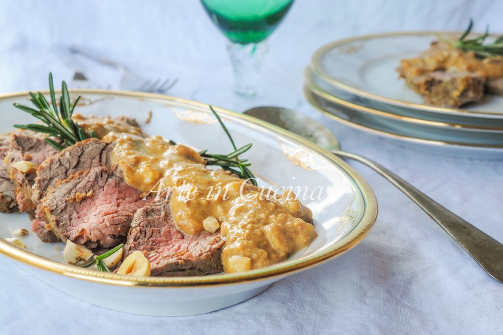 Kalbsbraten mit Haselnüssen piemontesisches Rezept vickyart Kunst in der Küche