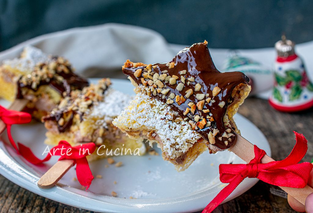 Kalte Pandoro-Sternchen mit Nutella, schnelle Törtchen