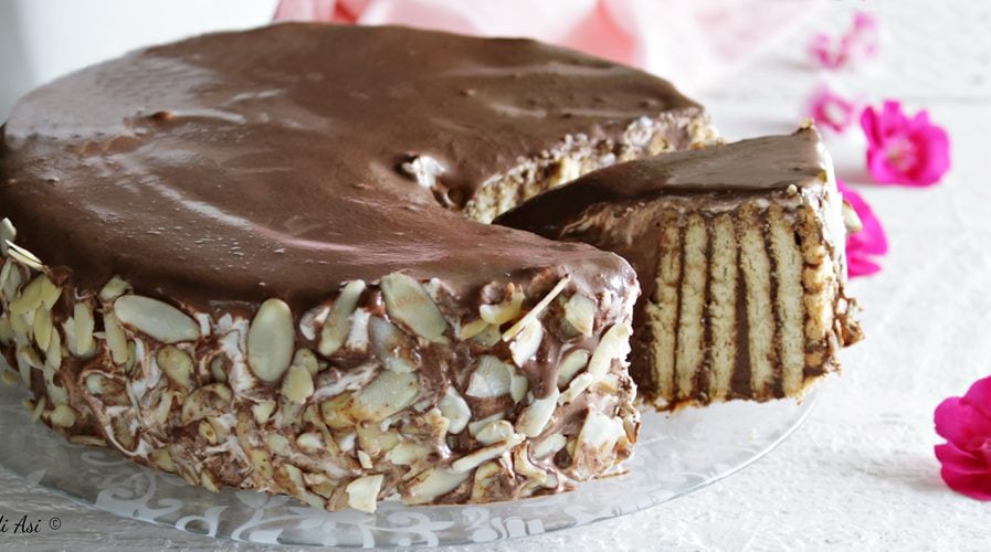 kalter Kuchen mit Schokoladencreme