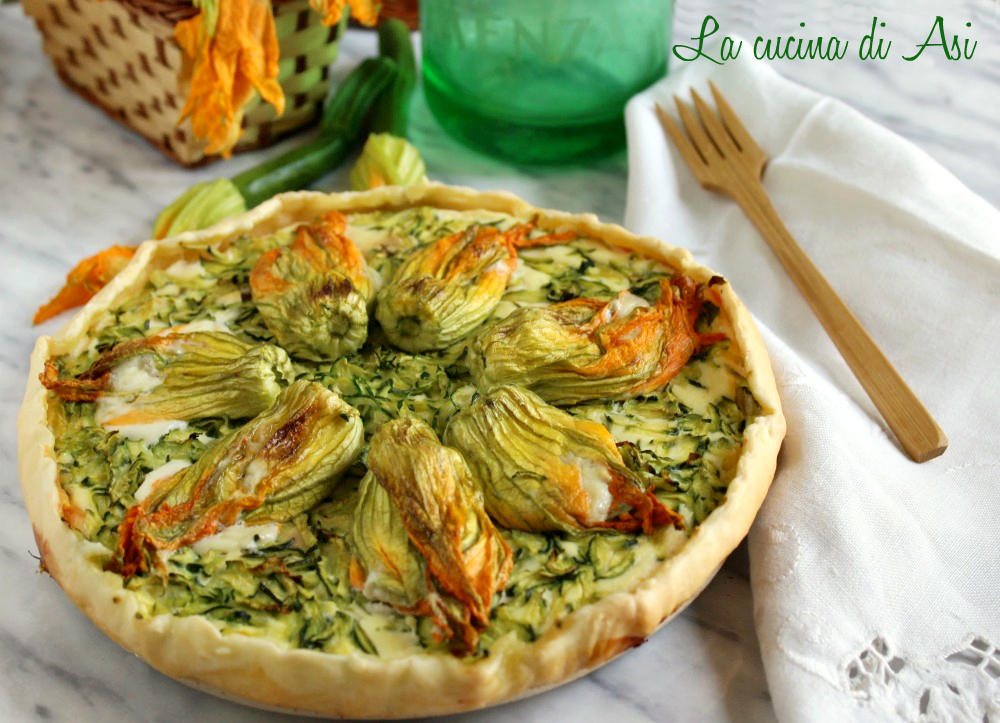 Kürbisblüten- und Burrata-Tarte