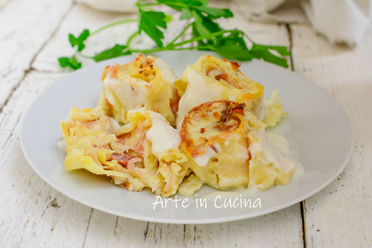 Lasagneröllchen mit Schinken