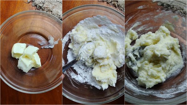 mischen Sie die Butter mit den Zuckern und dem Vanillin