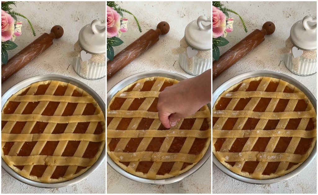 Mit Ricotta und Marmelade gefüllte Tarte