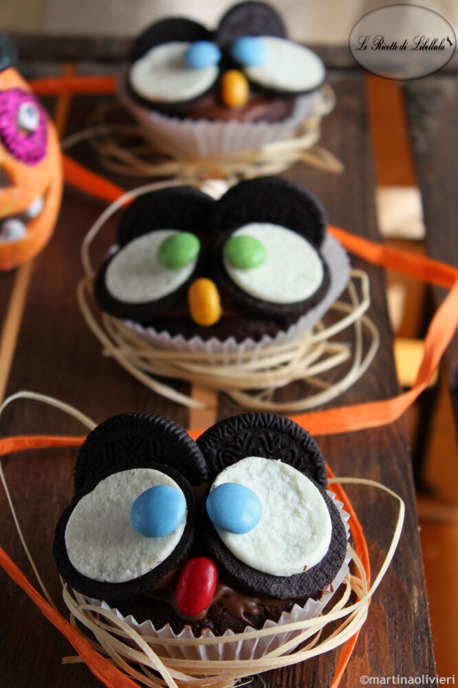 Halloween Muffins mit Eulen