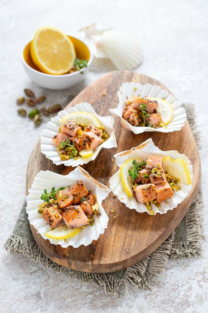 falsche Jakobsmuscheln mit Lachs