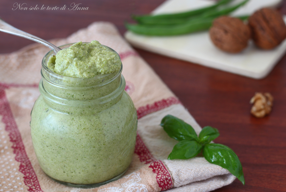 Pesto aus gekochten grünen Bohnen