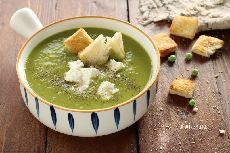 erbsen- und feta-suppe im schnellkochtopf