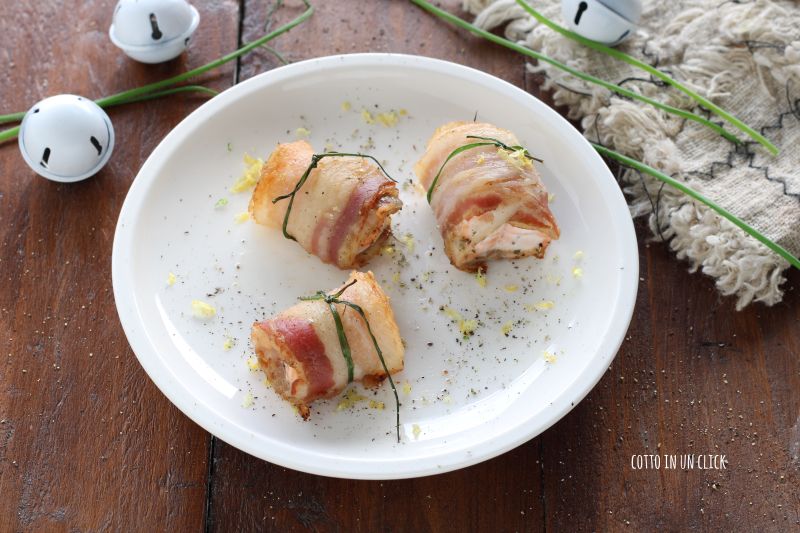 Gebackene Lachshäppchen mit Speck