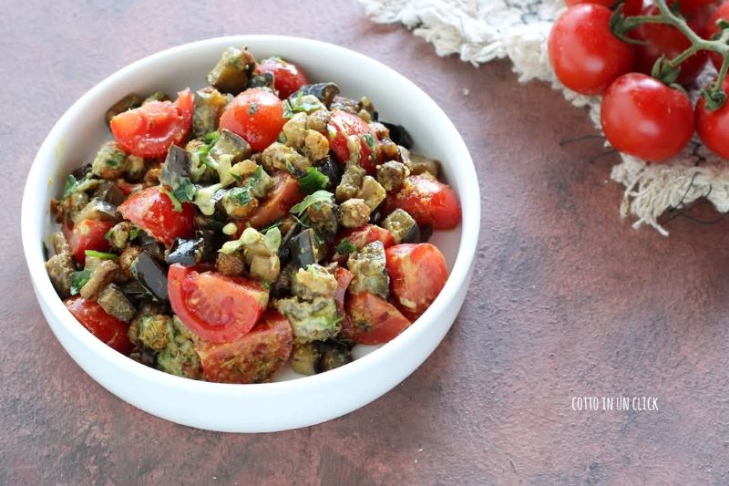 Kichererbsen- und Auberginensalat