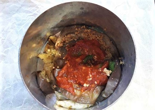 Auberginen und Schwertfischauflauf im Ofen