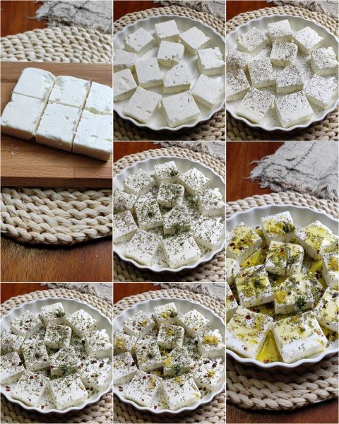 Zubereitung von würzigem gebackenem Feta