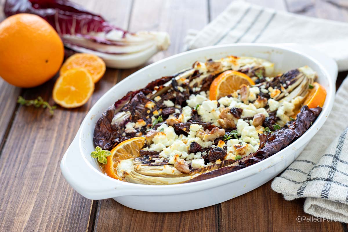 Radicchio aus dem Ofen mit Feta und Orange