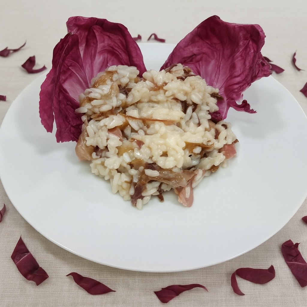 Risotto mit Radicchio, Speck und Caciocavallo