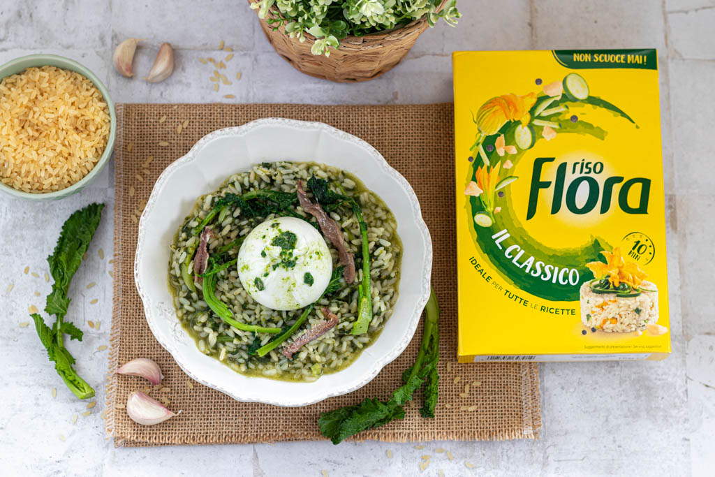 Risotto Stängelkohl und Burrata