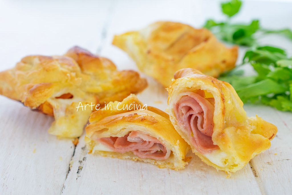 Rustikale Blätterteig-Stückchen mit Mortadella