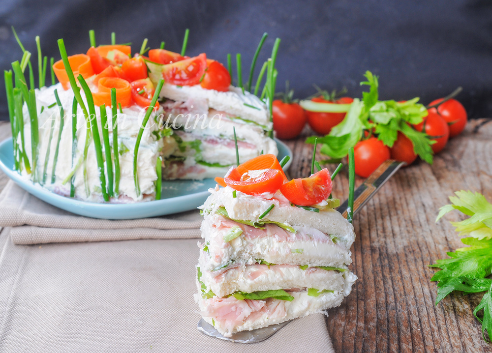 Sandwich-Torte, schnelle Rezept ohne Kochen