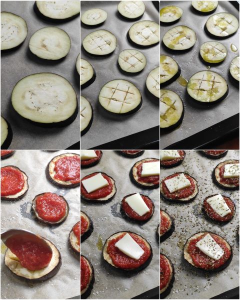 Vorbereitung der Auberginen-Pizzetten