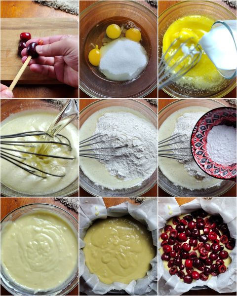 vorbereitung des kirschkuchens