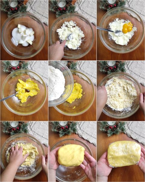 Vorbereitung des Mürbeteigs für die Weihnachtsplätzchen