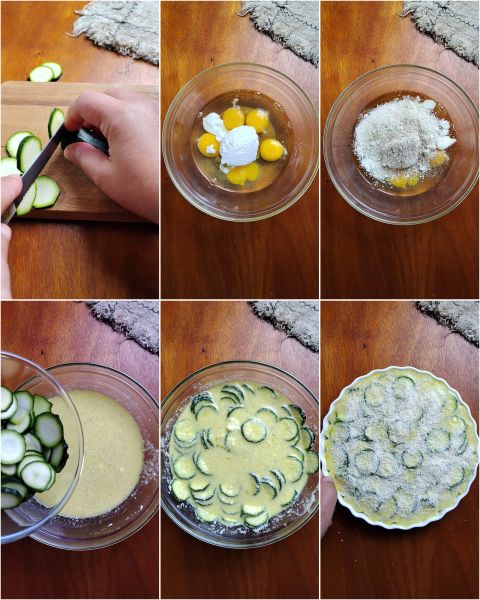 Vorbereitung des Zucchini-Ricotta-Ofenomeletts