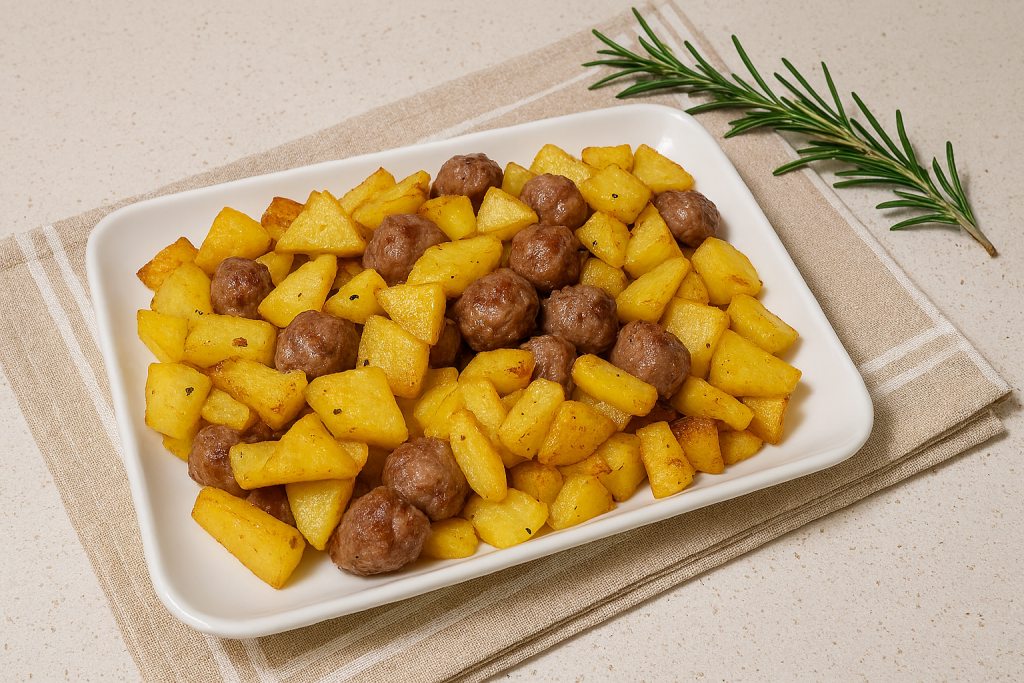 wurst und kartoffeln in der heißluftfritteuse