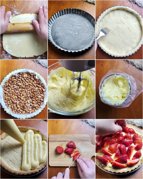 Zubereitung der Erdbeercreme Torte