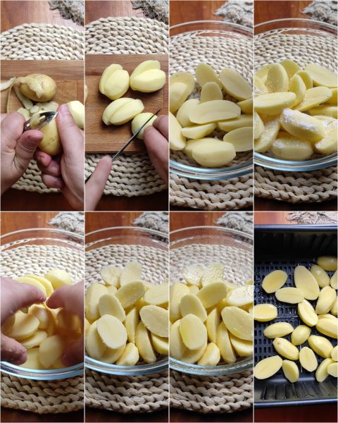 Zubereitung der knusprigen Kartoffeln in der Heißluftfritteuse