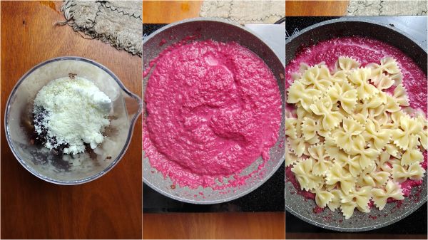 Zubereitung der Pasta mit Rote Bete