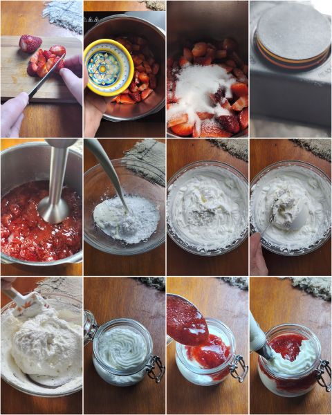 zubereitung der ricotta-erdbeer-mousse