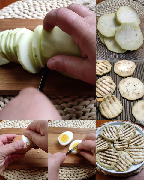 Zubereitung des Auberginensalats