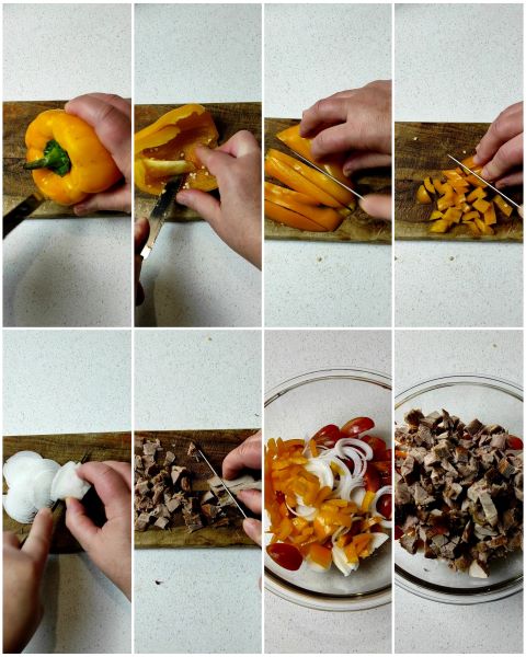 Zubereitung des Hühnersalats