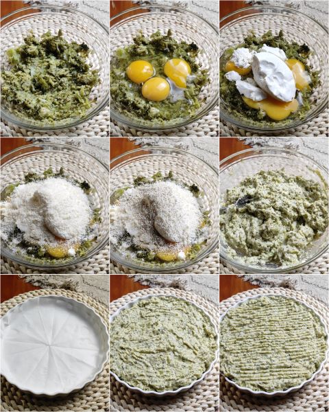 Zubereitung des im Ofen gebackenen Brokkoli-Ricotta-Omeletts