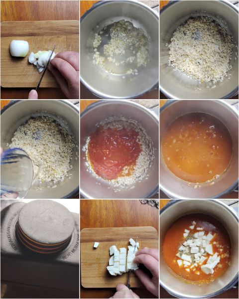 Zubereitung des Risotto alla Pizzaiola