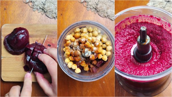 zubereitung des rote-bete-hummus