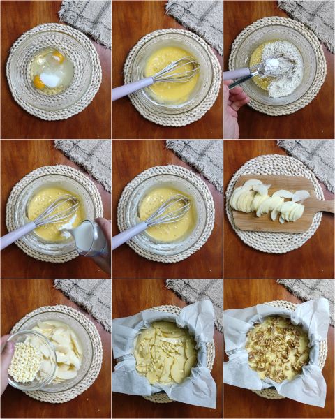 Zubereitung von Apfel- und Walnusskuchen