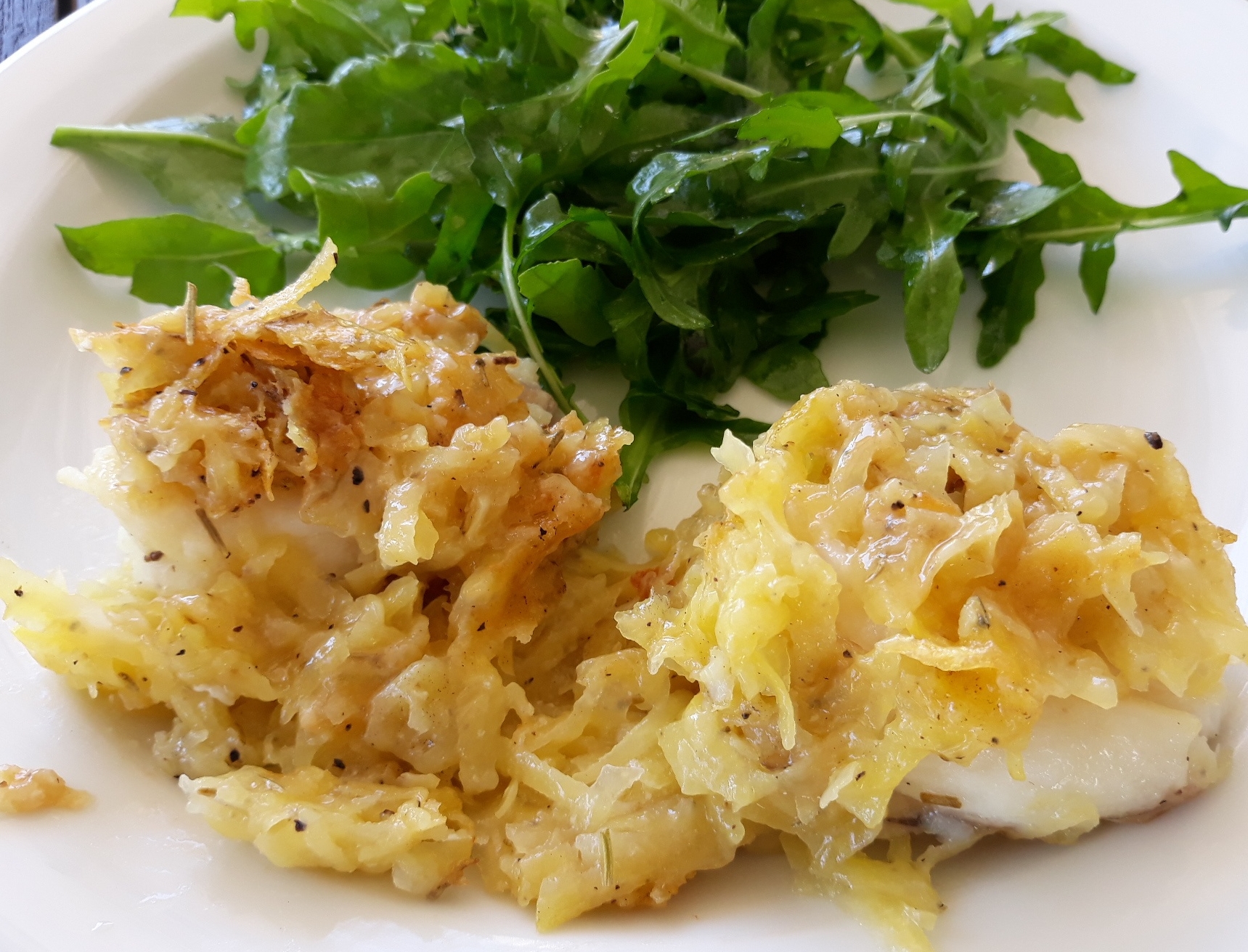 Seeteufel mit Kartoffeln und Pecorino