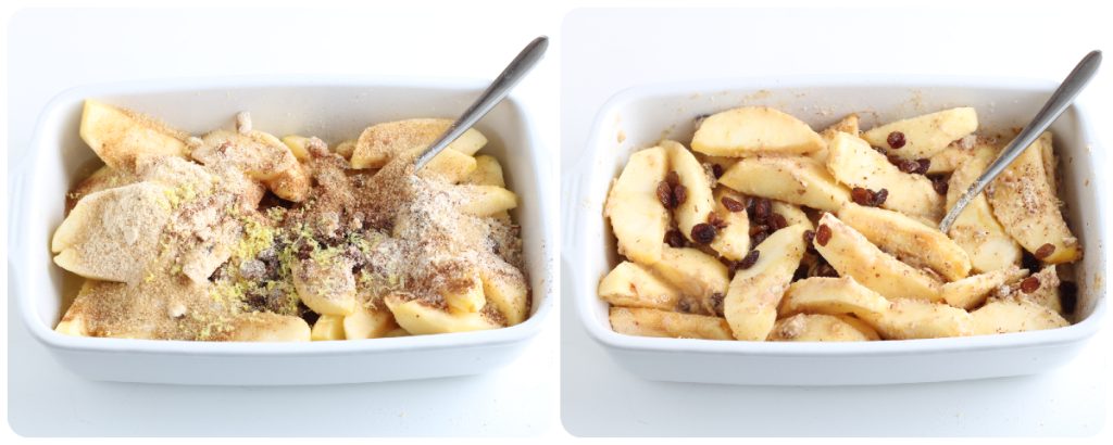 gebackene Äpfel mit Rosinen, Mandeln und Zimt