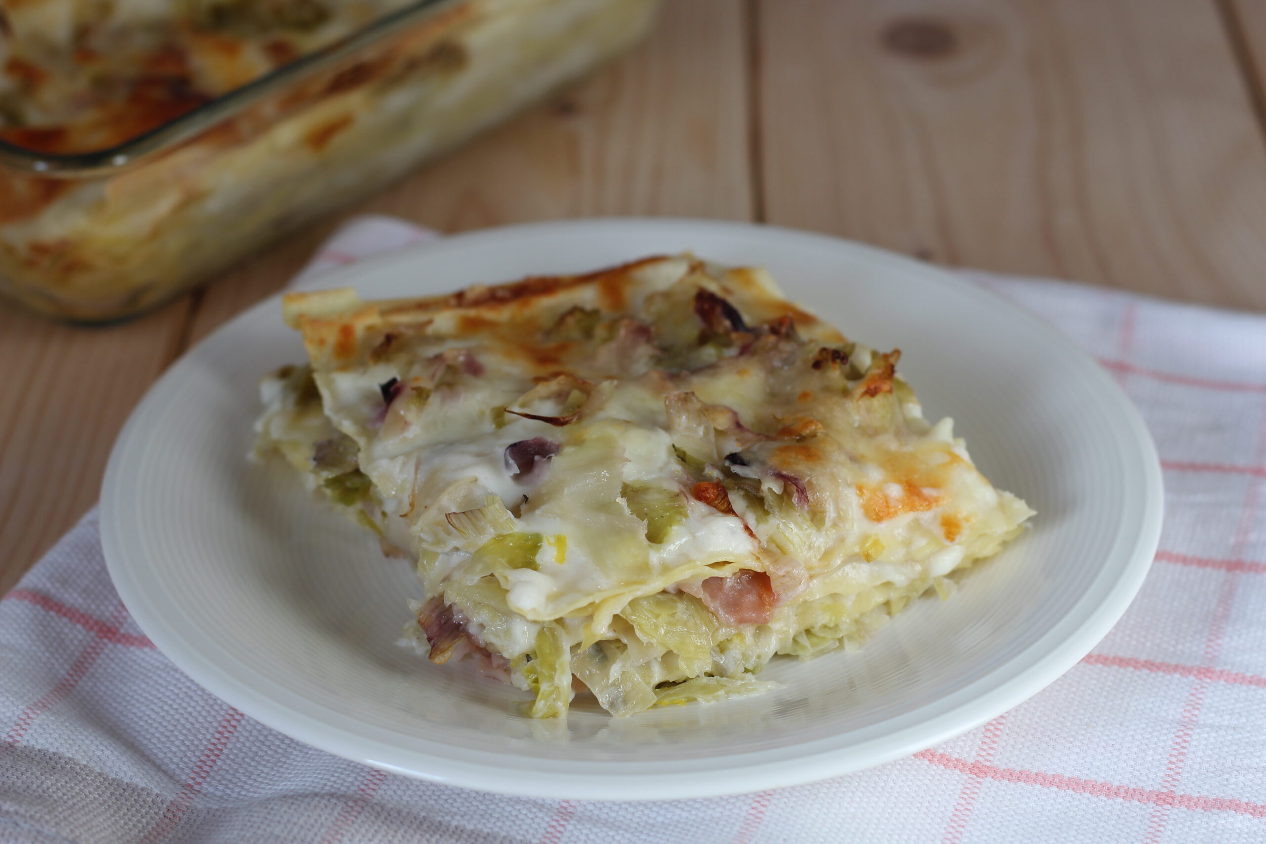 Lasagne mit Wirsing, Lauch und Speck