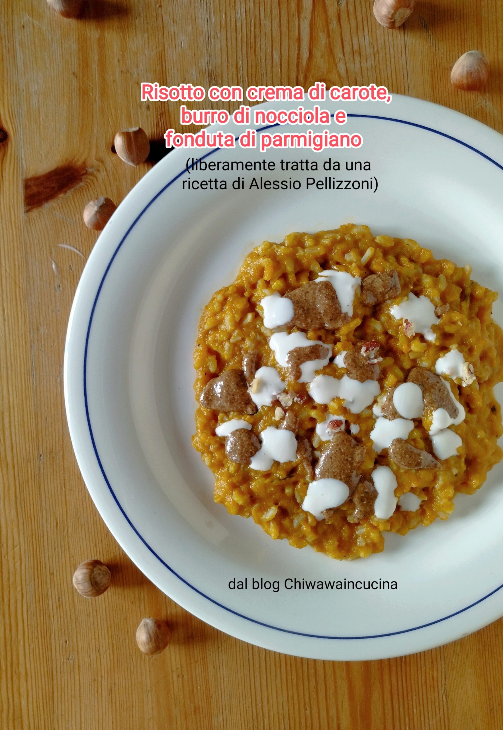 Risotto mit Karottencreme, Haselnussbutter und Parmesan-Fondue