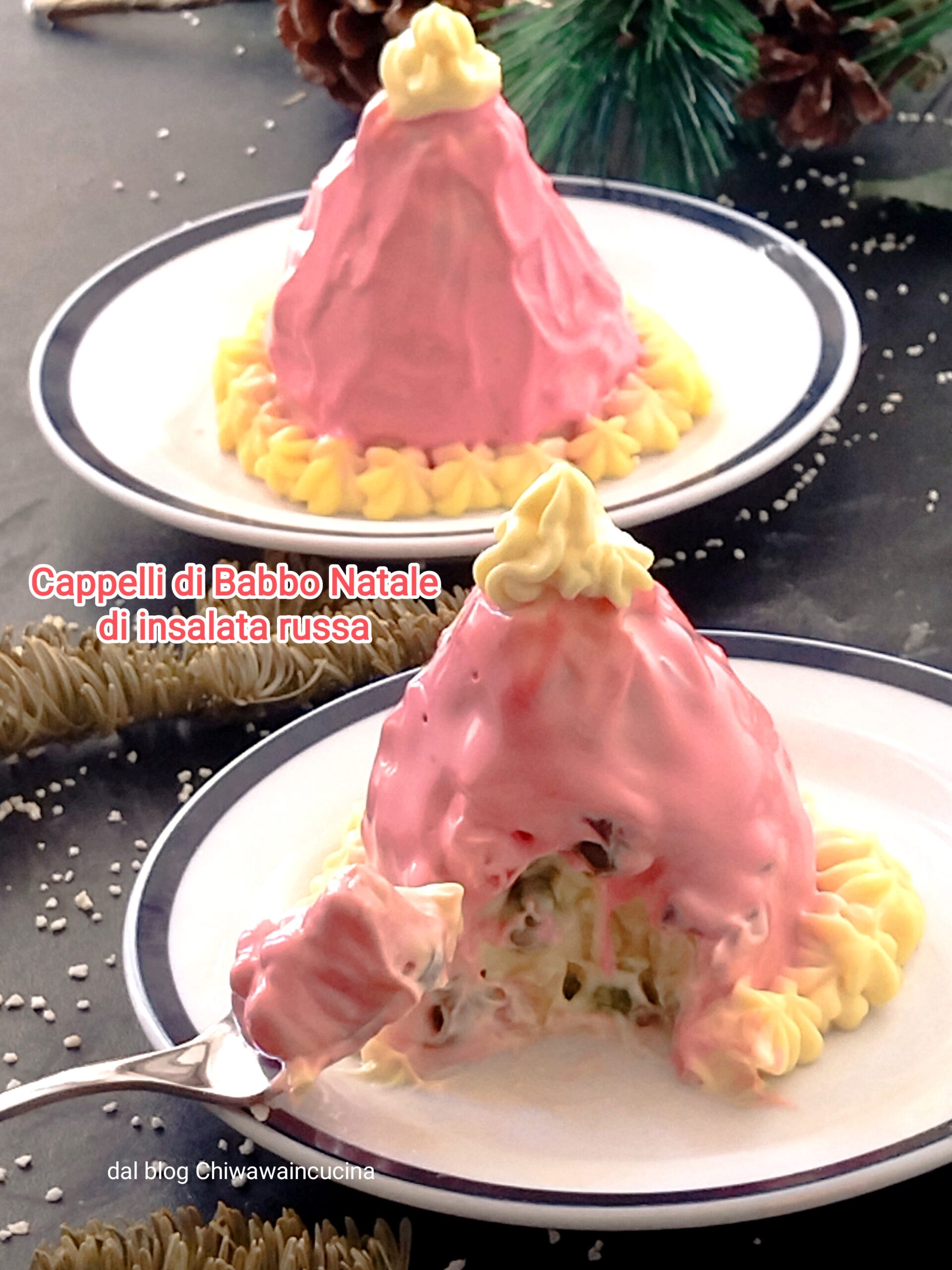 Weihnachtsmannhüte mit Russischem Salat