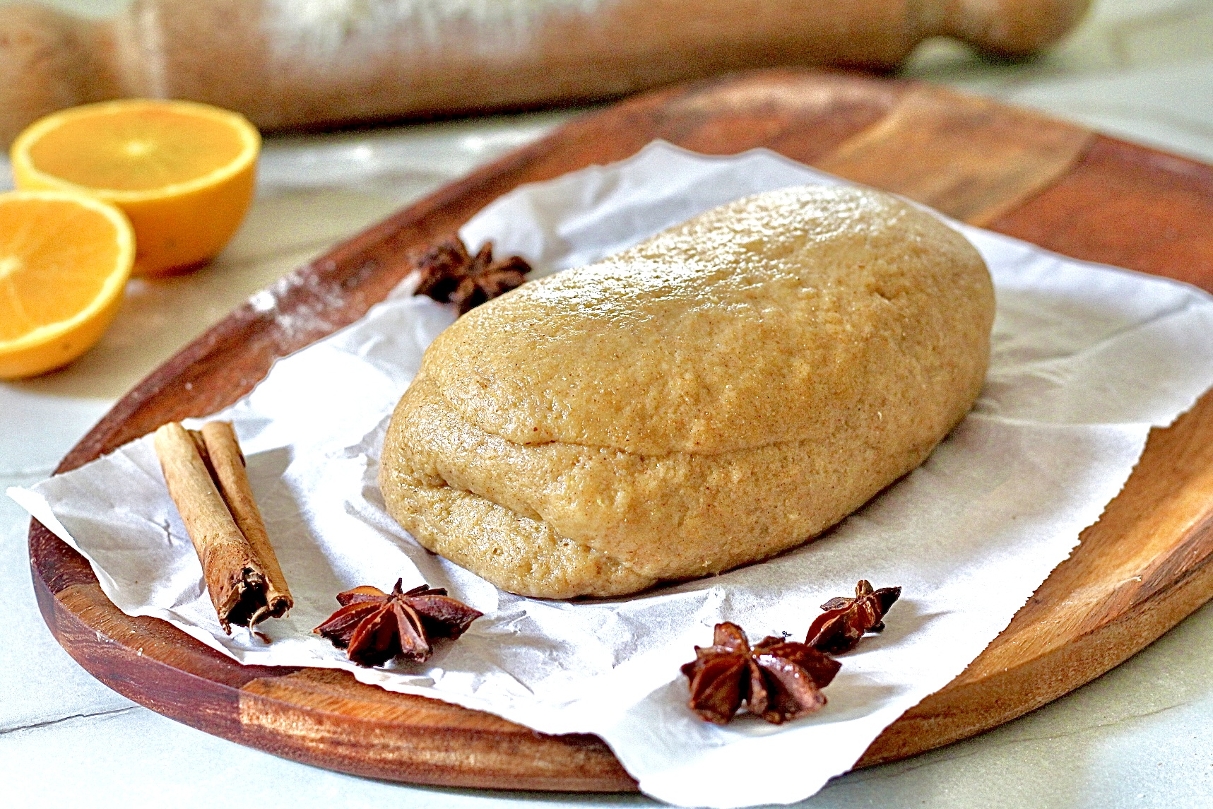 Gewürzter Mürbeteig ohne Butter, einfaches Rezept.