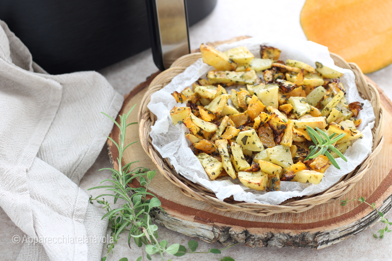 Kürbis und Kartoffeln Luftfritteuse