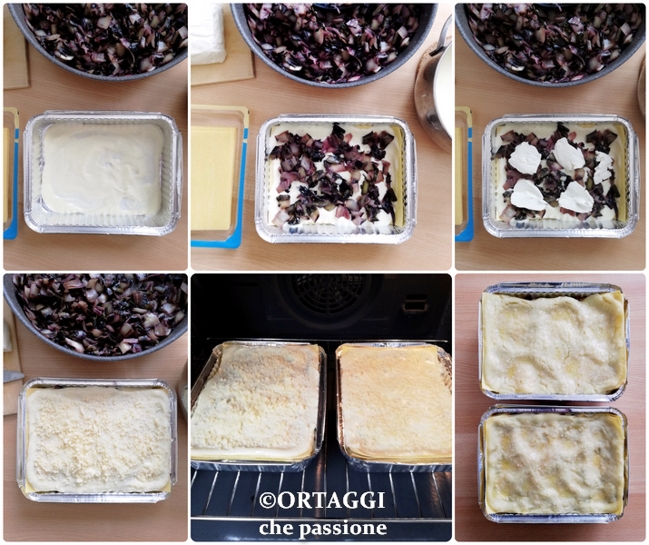 Lasagne mit rotem Radicchio und Casatella zusammenstellen