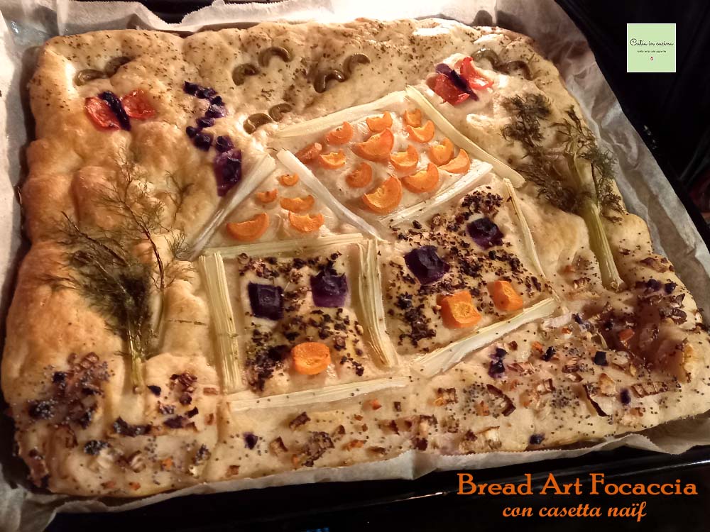 bread art focaccia mit Hütte