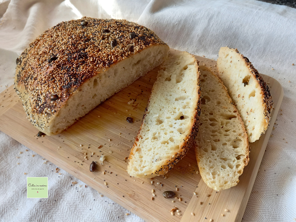 brot mit samen ohne kneten im bräter gebacken